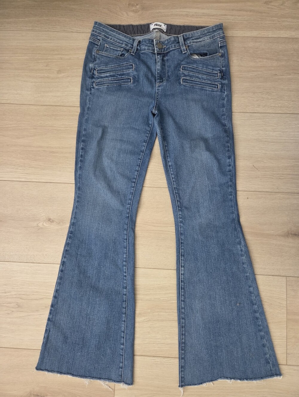 Paige Fiona Jeans 32 Paulina Blue Mid Rise Wide Leg